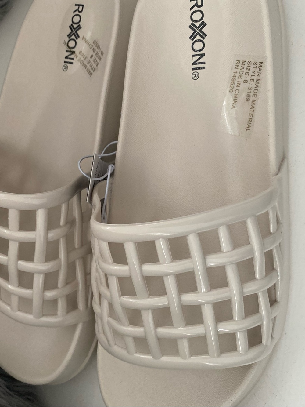 Roxxoni Women's Cream Woven Slide Sandals